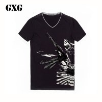GXGT恤男装[品尚]夏装 男士时尚修身休闲潮流藏青色V领短袖T恤22144237/C18-16-A1