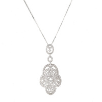 VIVA 比瓦 蕾丝摩登系列银色镶晶钻别致花式镂空吊坠，赠送925银链子ED1300232000