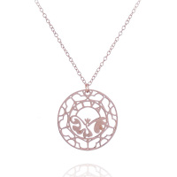 VIVA 比瓦 蝶舞立体镂雕爱心吊坠 玫瑰金色 赠送纯银配链BD1000063000