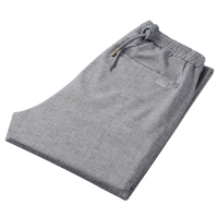 雅鹿男士夏季亚麻裤W116灰白