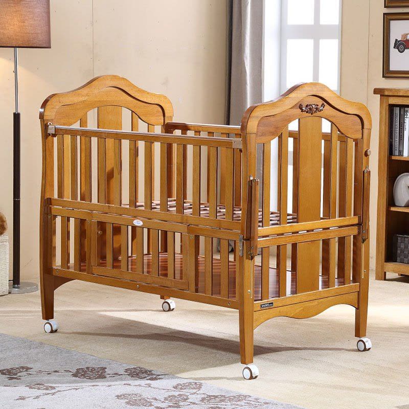 [苏宁自营]小硕士(SAORS)桦木婴儿床可加长 可变少年床 带储物 可摇SK-6701 茶色图片