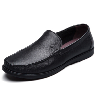 花花公子（PLAYBOY）男士软面牛皮套脚日常休闲皮鞋黑色6AW509052D01