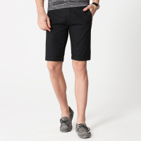 千纸鹤9818男装五分裤 夏季青年韩版薄款黑色棉质中裤直筒短裤9818