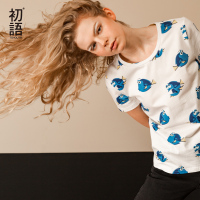 初语夏装新款迪士尼海底总动员短袖T恤女 圆领印花时尚宽松上衣