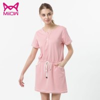 MiiOW/猫人家居服女士内衣棉质睡衣裙舒适简约睡裙中裙起居服