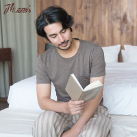 顶瓜瓜夏季男士睡衣情侣短袖中裤亚麻薄款家居服套装