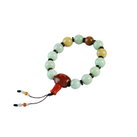 梦·梵雅翡翠手串天然缅甸A货翡翠手链南红玛瑙三通浅绿手串男女款约14mm带证书