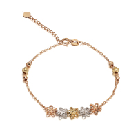 张万福珠宝 18K金手链女新款三色彩金手链 花样年华手链