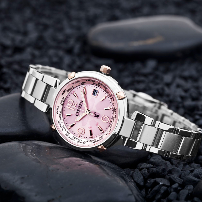 西铁城(CITIZEN)手表 光动能电波薄款钛合金优雅女表EC1044-55W