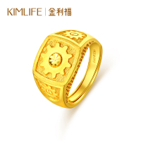 金利福珠宝 黄金戒指999足金男戒新品时光齿轮男戒 活口可调节 F001662