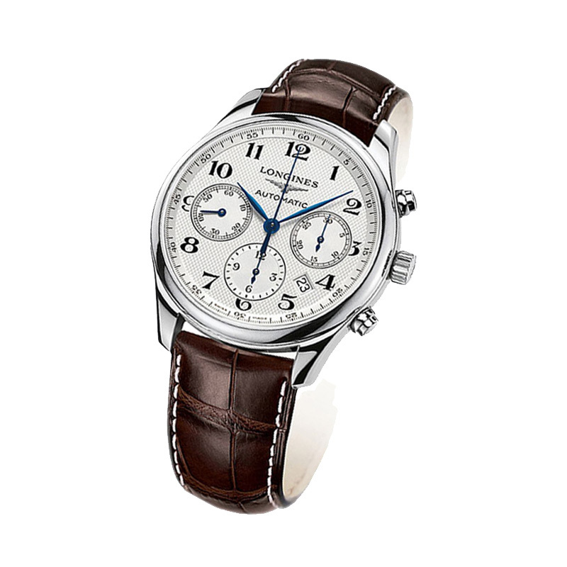 浪琴新款名匠皮带蓝钢计时机械男士手表l27594783