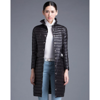 AIMISS/爱美斯秋冬轻薄透气立领中长款纯色秋羽绒女修身羽绒服潮A165001