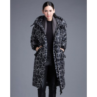 AIMISS/爱美斯秋冬女装欧洲站连帽修身格子羽绒服中长款女士外套A165036