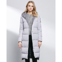 AIMISS/爱美斯秋冬女装时尚简约修身连帽加厚保暖羽绒服女中长款A165057
