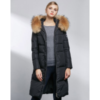 AIMISS/爱美斯秋冬装新款女装时尚修身毛领羽绒服中长款简约外套A165059