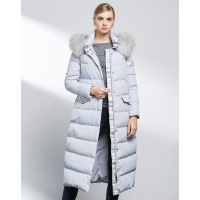 AIMISS/爱美斯2017秋冬女装时尚修身毛领加厚过膝羽绒服女A165053