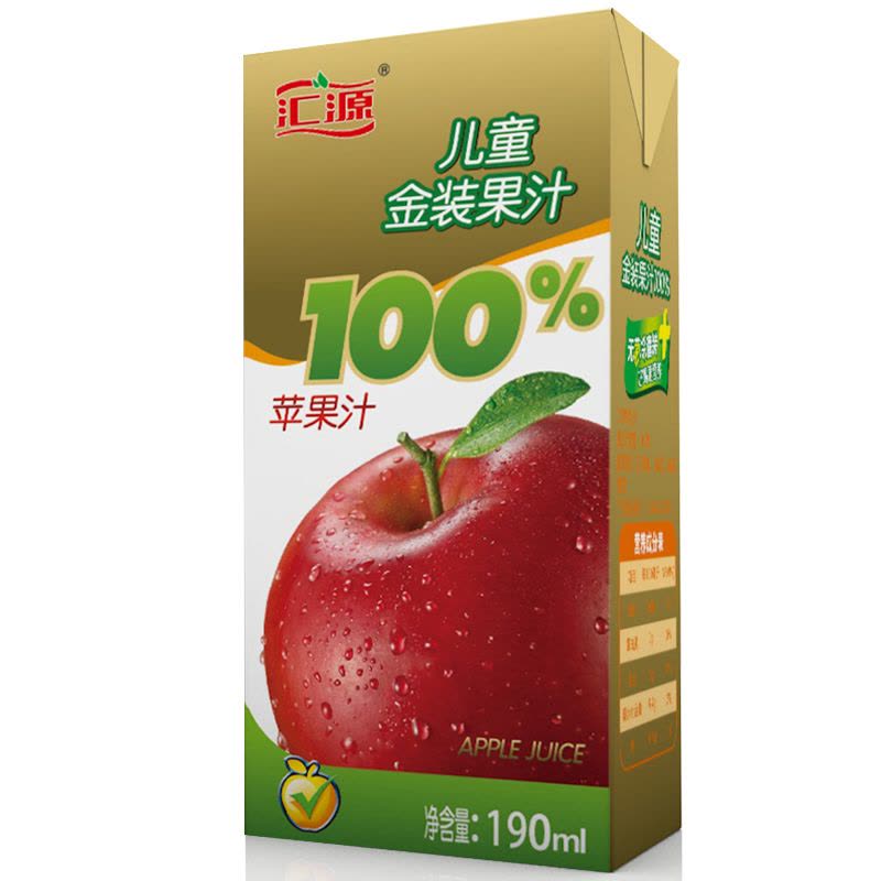 汇源 儿童金装果汁 100%果汁(桃汁、梨汁、苹果汁)混合装礼盒190ml/盒*9图片