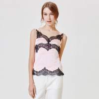 时尚性感素绉缎蕾丝背心.