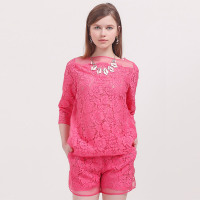 时尚淑女桑蚕丝欧根纱蕾丝开衫