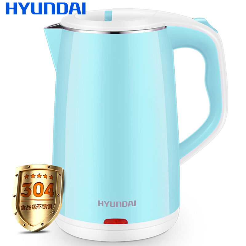 HYUNDAI(韩国现代)SH1818D 电热水壶 304不锈钢电水壶 双层防烫保温烧水壶