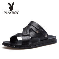 花花公子(PLAYBOY)男鞋夏季韩版凉鞋2017新款休闲两用凉拖鞋男士真皮沙滩鞋7BW581020S