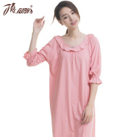 顶瓜瓜夏季新款短袖纯棉睡裙女夏短裙少女睡裙宽松睡衣女夏家居服红色