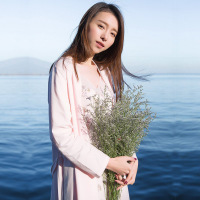 顶瓜瓜性感睡衣吊带睡衣睡裙女睡裙吊带睡裙纯棉浴袍女睡袍女春秋粉色