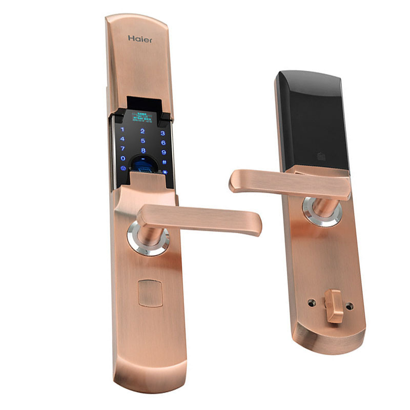 Haier/海尔HL-25PF3 指纹锁家用智能门锁防盗大门锁电子锁密码锁 红古铜