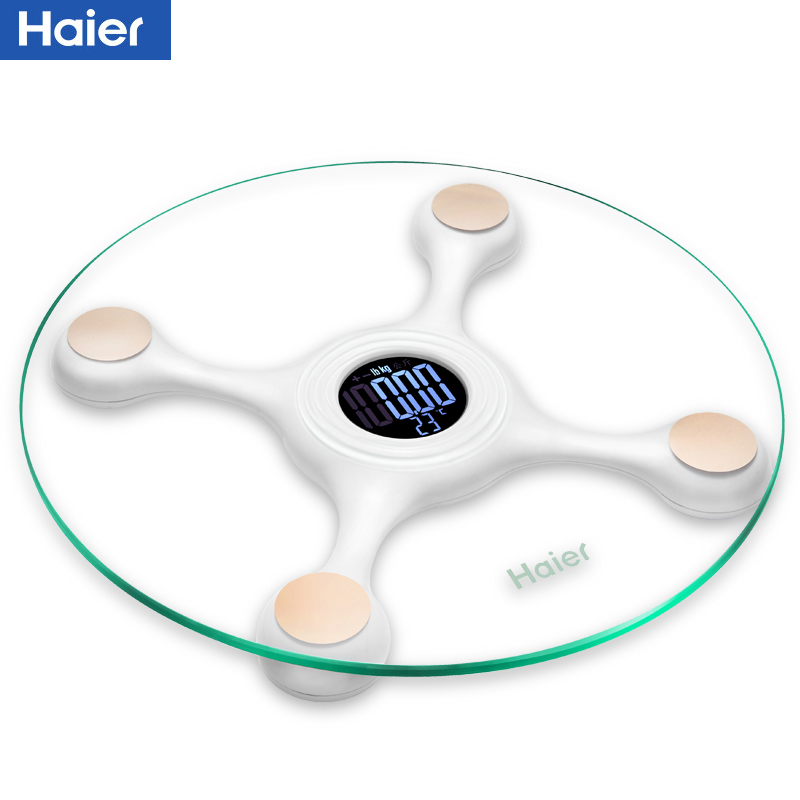 海尔(Haier)电子秤 TZC08-00 家用人体秤成人电子秤体重秤 健康秤称重仪 玻璃面板 液晶显示白色