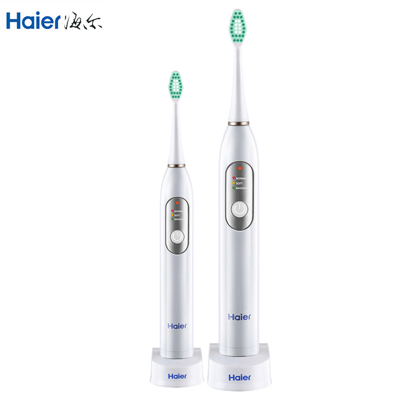 海尔(Haier) 电动牙刷 DY-06 成人充电式超声波牙刷自动防水美白震动软毛 银灰色 牙刷高清大图