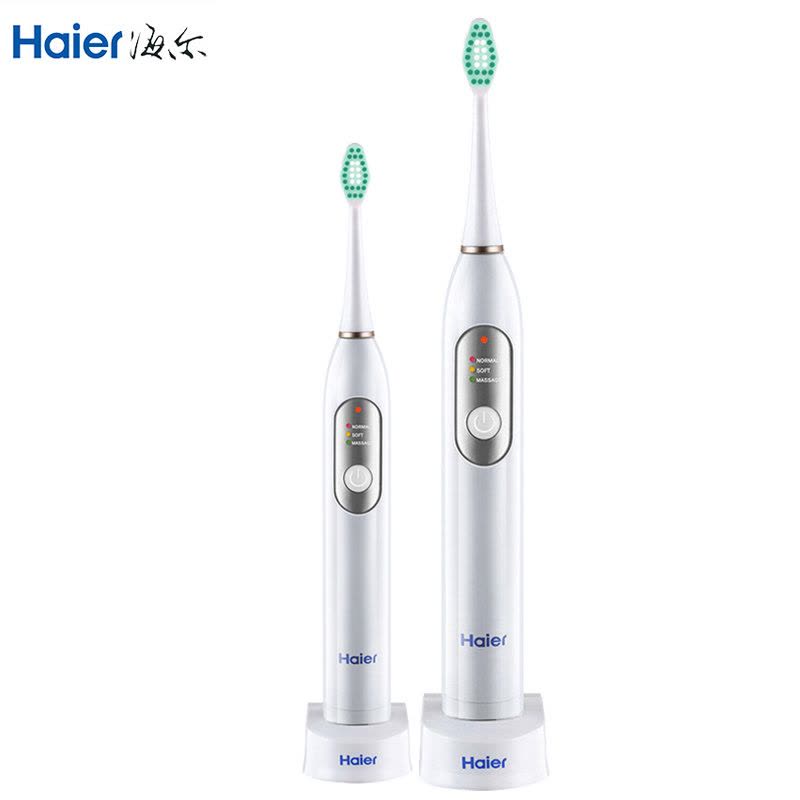 海尔(Haier) 电动牙刷 DY-06 成人充电式超声波牙刷自动防水美白震动软毛 银灰色 牙刷图片