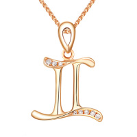 GZUAN古钻 双子座 18K金钻石吊坠（赠18寸S925银镀金项链）D3066