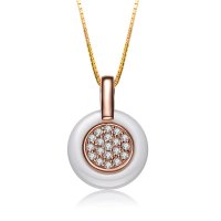 GZUAN古钻 蕊影 18K金精密陶瓷钻石吊坠（赠18寸S925银镀金项链）TD0019A3