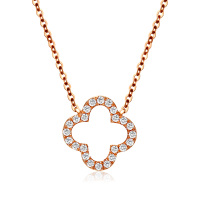 GZUAN古钻 幸运草 18K金钻石锁骨项链 D3096