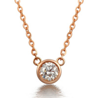 GZUAN古钻 缘爱 10分18K金钻石锁骨项链DZ1245