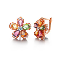 Bright Fashion璀尚 花颜 3.6克拉碧玺耳环C0036