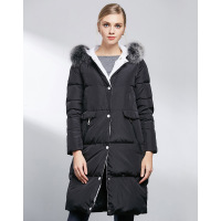AIMISS/爱美斯2017冬装新款女装修身带毛领修身中长款羽绒服女A165071