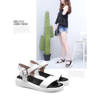 阿么2017新品韩版休闲简约厚底拼色凉鞋