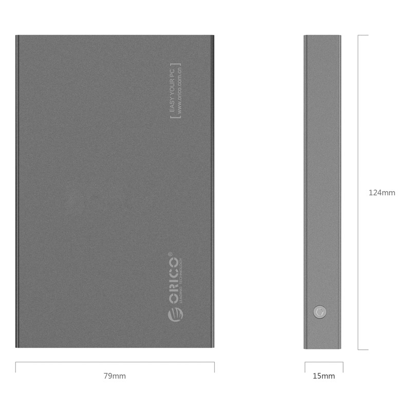 奥睿科(ORICO)笔记本移动硬盘盒子 USB3.0铝合金外置盒 2.5英寸SATA串口笔记本固态ssd硬盘外壳 灰