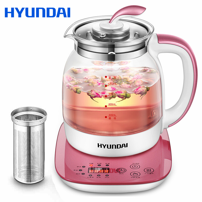 HYUNDAI(现代)养生壶QC-YS1552钢琴烤漆工艺 钢化玻璃面板 自动断电保护  电水壶