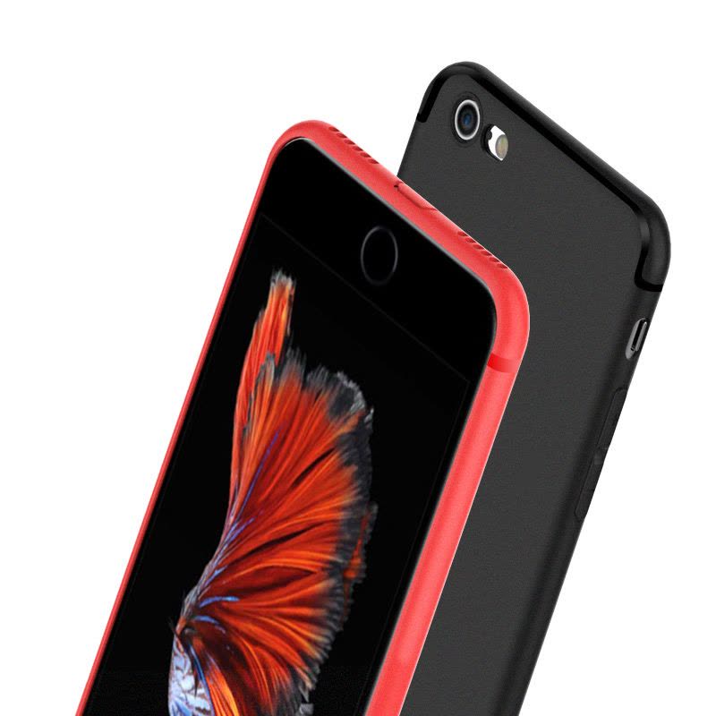 套装[手机壳膜四件套]ESCASE 苹果8/7手机壳iphone8保护套苹果7黑色红色高透硅胶软壳+全屏黑色钢化膜图片