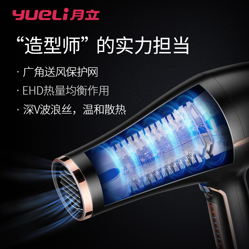 月立(YUELI)吹风机HD-060 2200W大功率家用 滑屏触摸操控 负离子电吹风4档