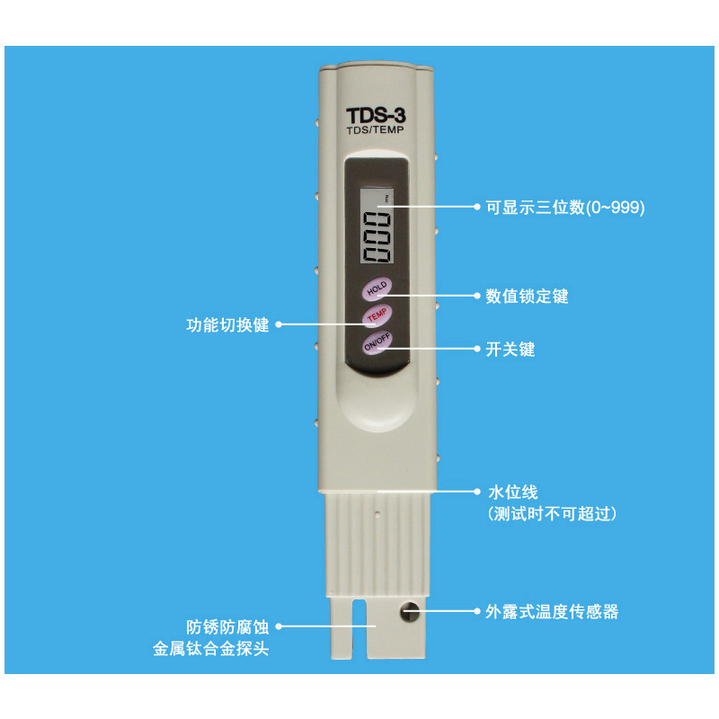 佳尼特/Chanitex TDS 水质检测笔自来水纯水净水器饮用测试仪器