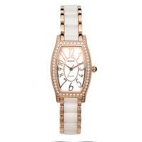RHINE莱茵 手表链表陶瓷石英女表时尚个性女款腕表防水陶瓷石英女士手表R89044