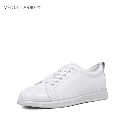 维杜拉(Vedullar)夏季新款小白鞋女百搭真皮单鞋白色韩版女鞋休闲板鞋潮