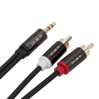 JH晶华 豪华合金版3.5-2RCA手机连接音响音频线 3.5转rca双莲花电脑音频线一分二连接线
