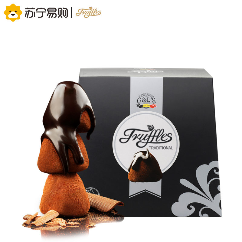 【苏宁超市】德菲丝（Truffles ） 松露形代可可脂巧克力 黑色传统型 1000g 比利时进口