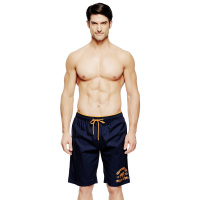 七匹狼男士纯色全棉片印沙滩裤