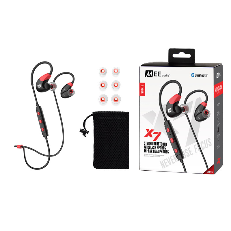 MEEaudio X7 立体声无线运动蓝牙耳机手机音乐线控通话跑步防水耐汗重低音耳塞小米华为苹果通用 红色