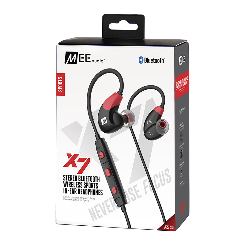 MEEaudio X7 立体声无线运动蓝牙耳机手机音乐线控通话跑步防水耐汗重低音耳塞小米华为苹果通用 红色